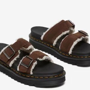 Dr. Martens Myles Suede Fur-Lined Platform Sandal